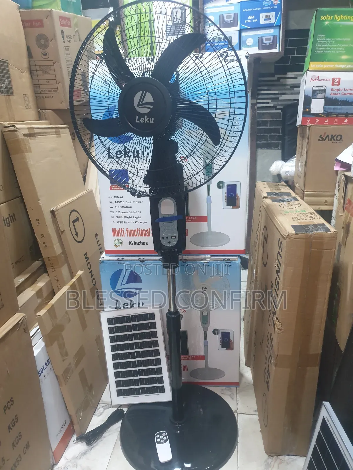 Leku 16" Inches Ac/Dc Solar Fan With Bluetooth Speaker and Panel