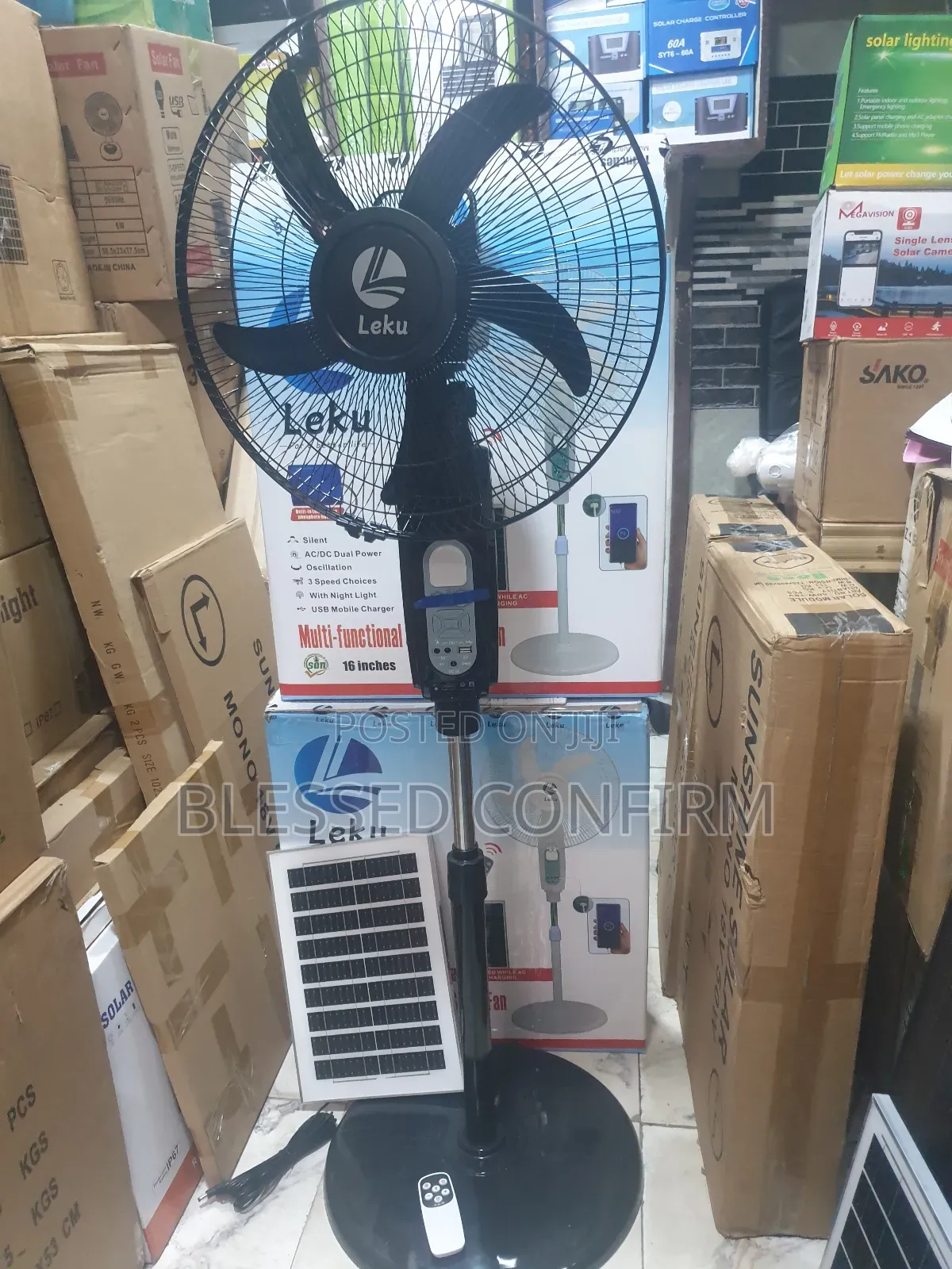 Leku 16" Inches Ac/Dc Solar Fan With Bluetooth Speaker and Panel