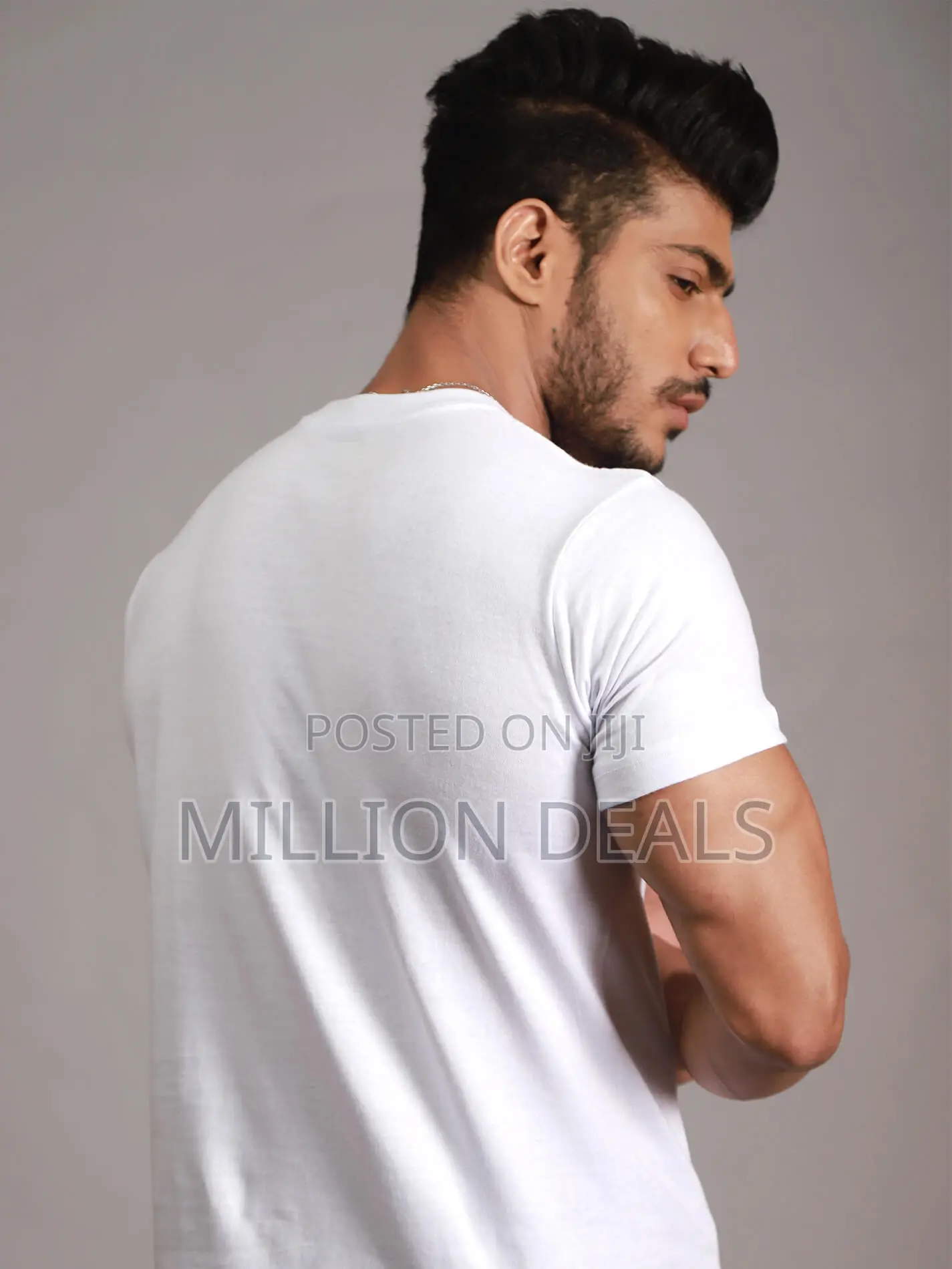 Custom Fits Men's Plain Round Neck T-Shirt White
