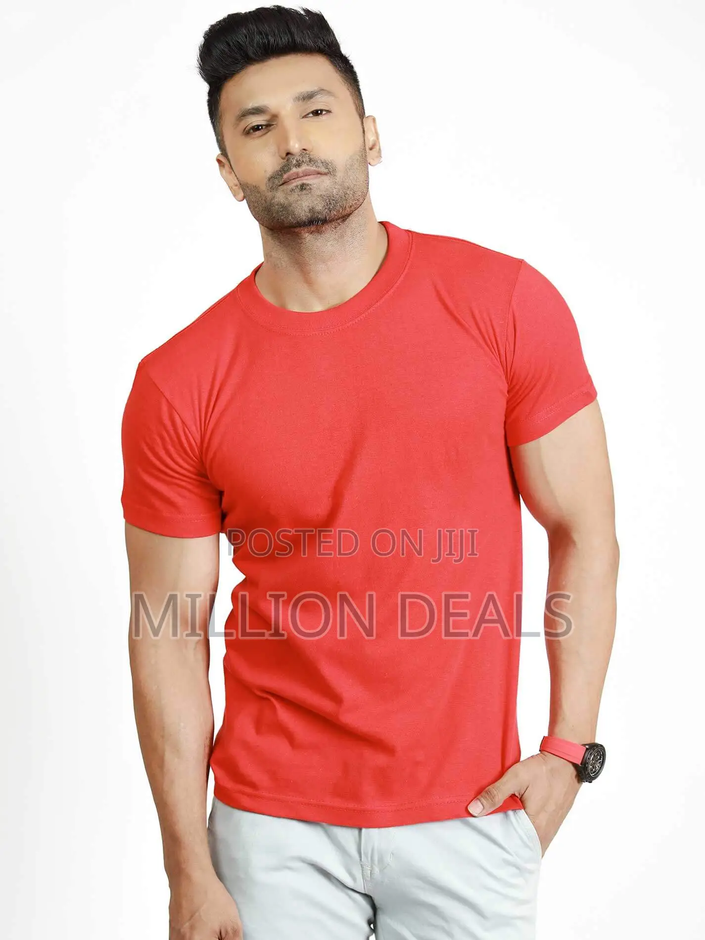 Custom Fit Men's Round Neck T-Shirt Red