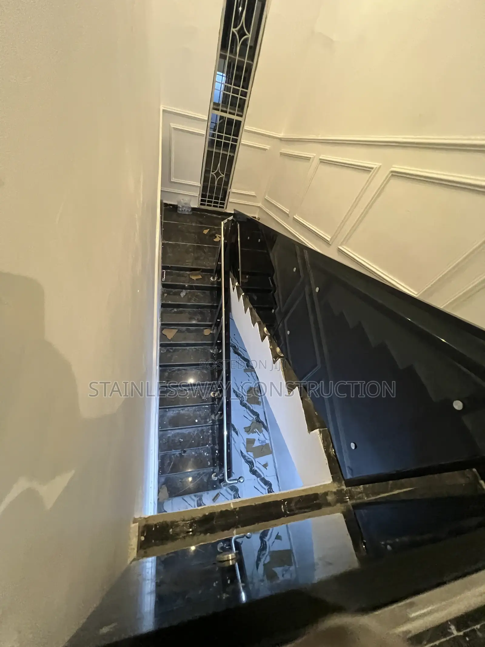 Dark/Black Gray Glass Staircase Rails