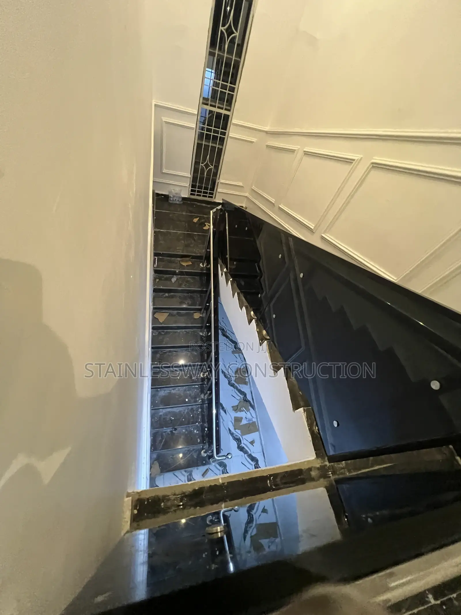 Dark/Black Gray Glass Staircase Rails