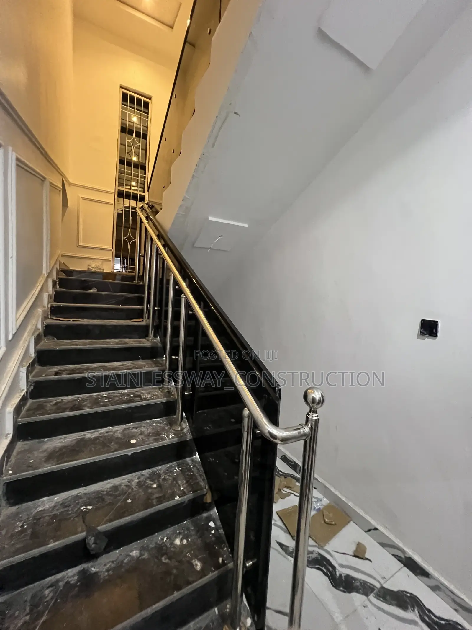 Dark/Black Gray Glass Staircase Rails