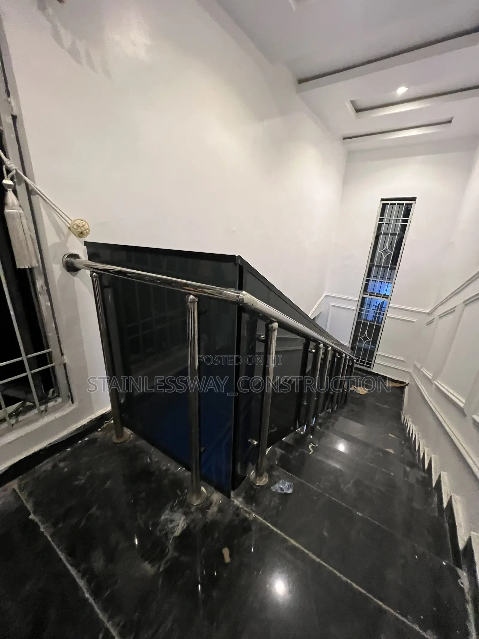 Dark/Black Gray Glass Staircase Rails