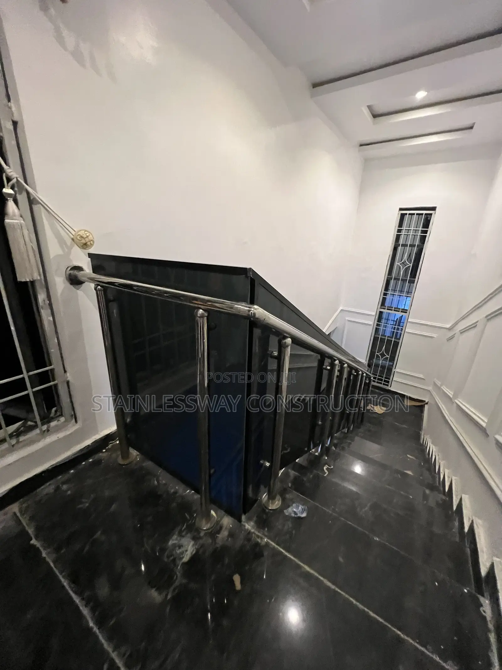 Dark/Black Gray Glass Staircase Rails