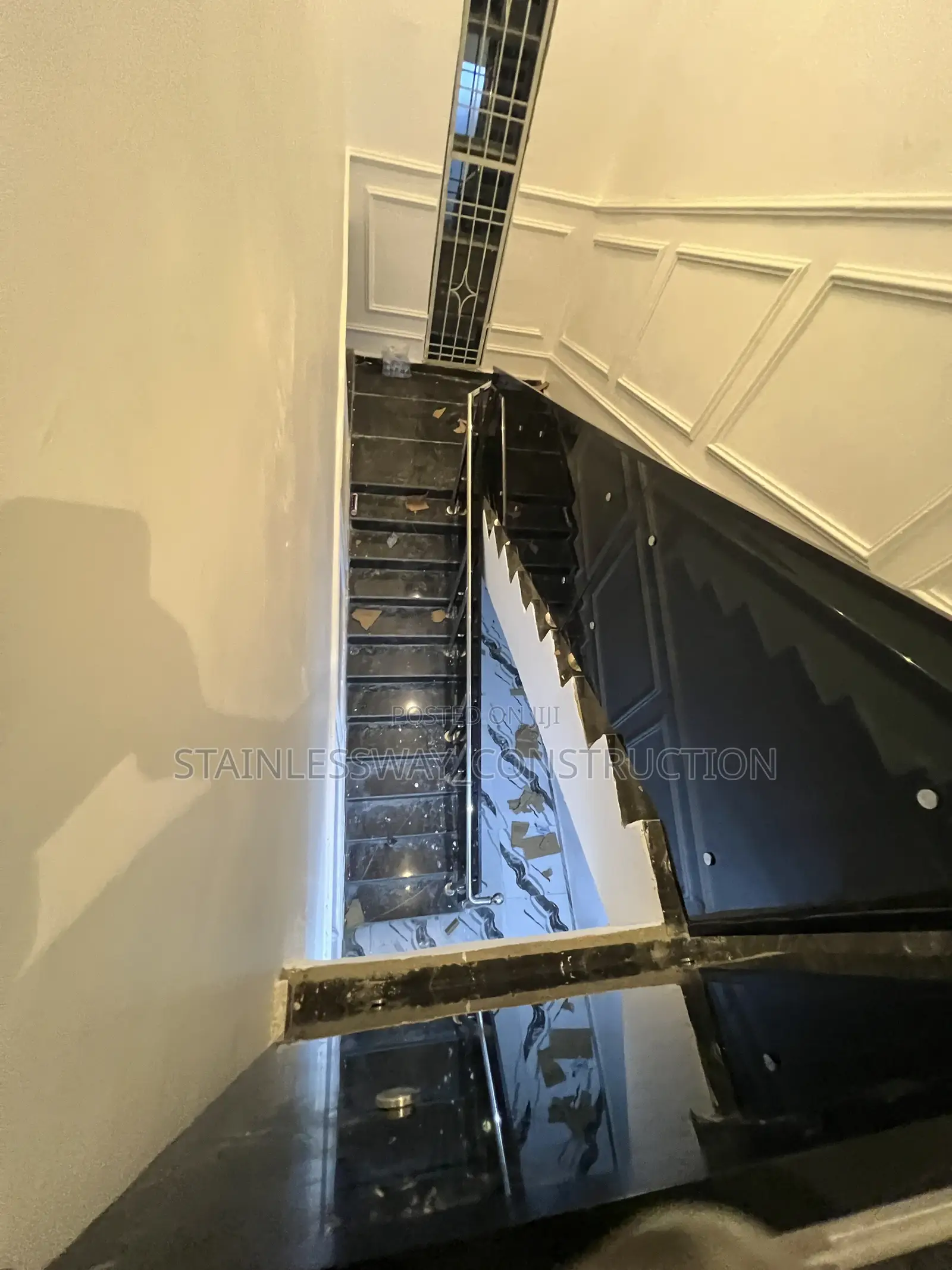 Dark/Black Gray Glass Staircase Rails