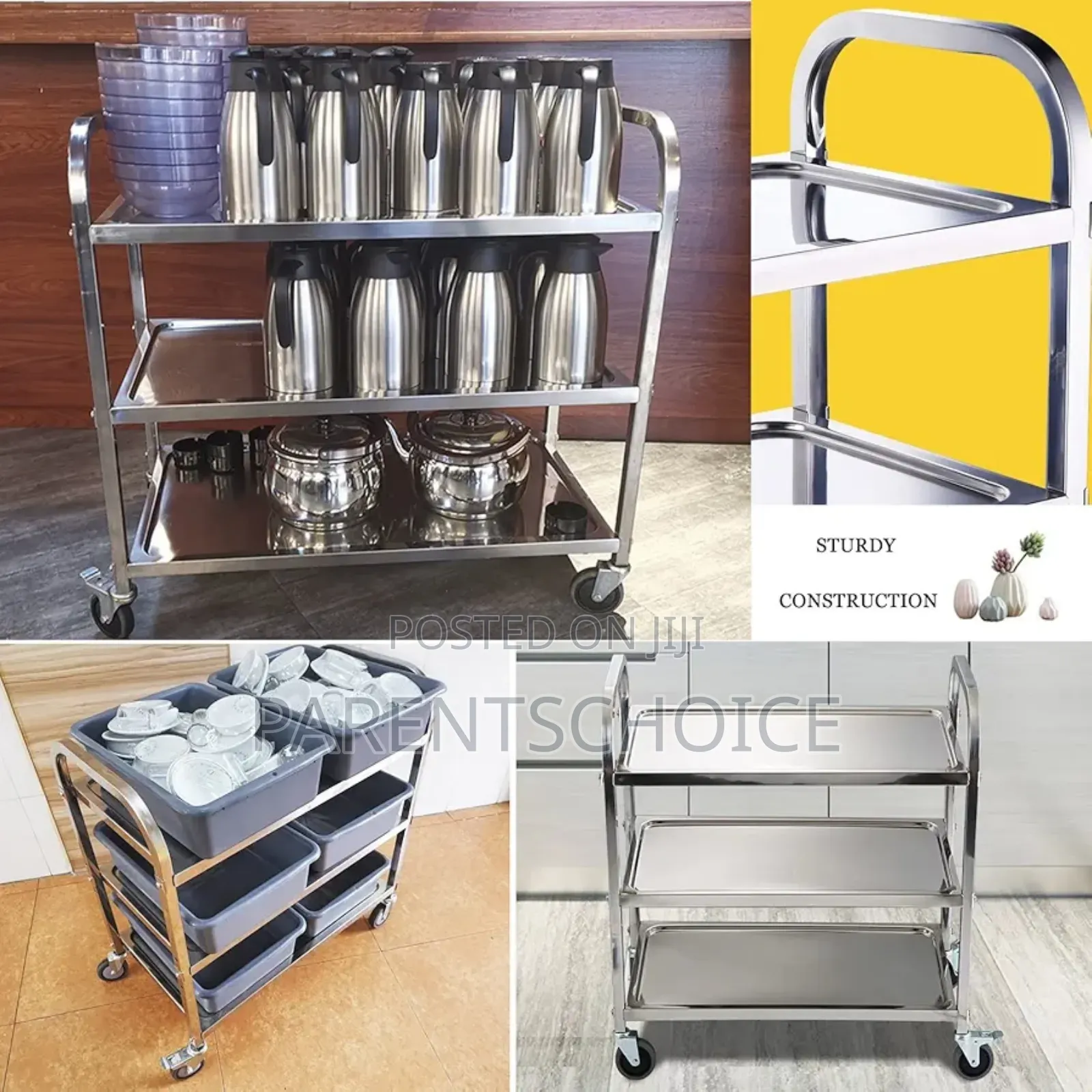Stainless Steel Utility Cart Bar Cart Kitchen Trolley