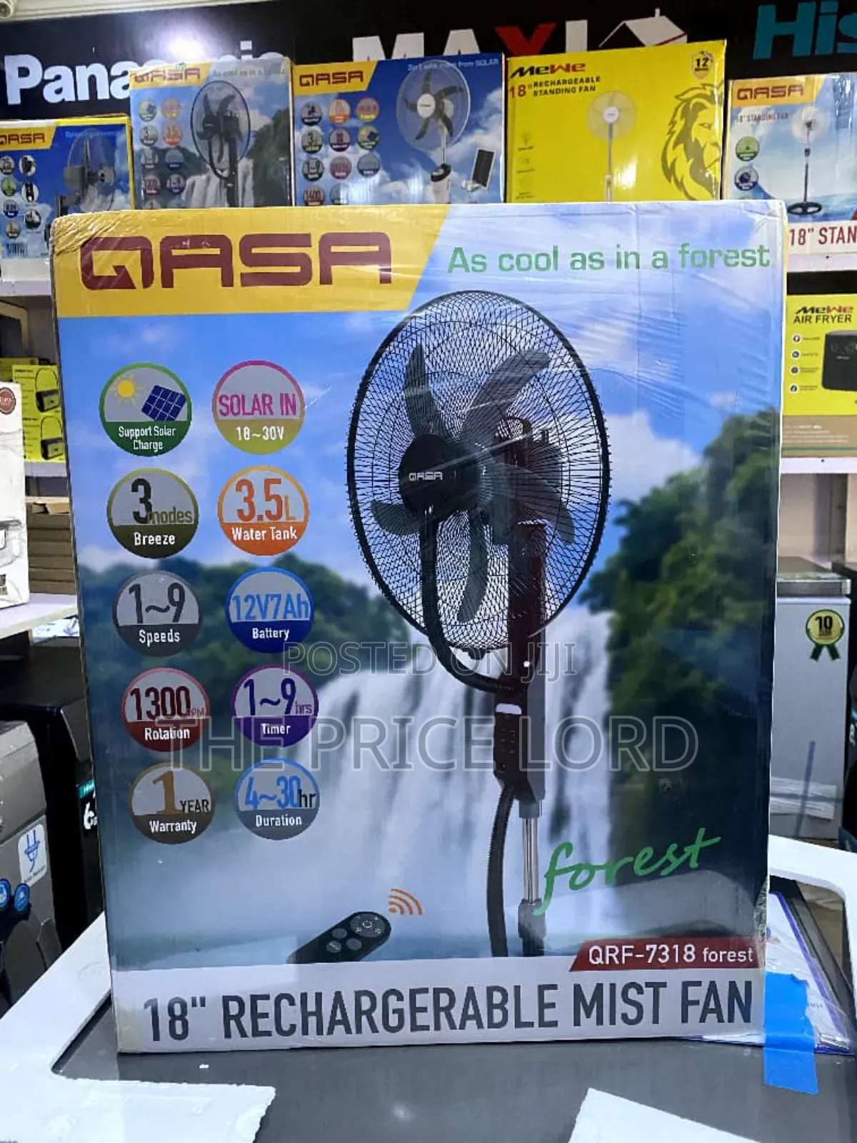 Qasa 18 Inches Rechargeable Mist Fan