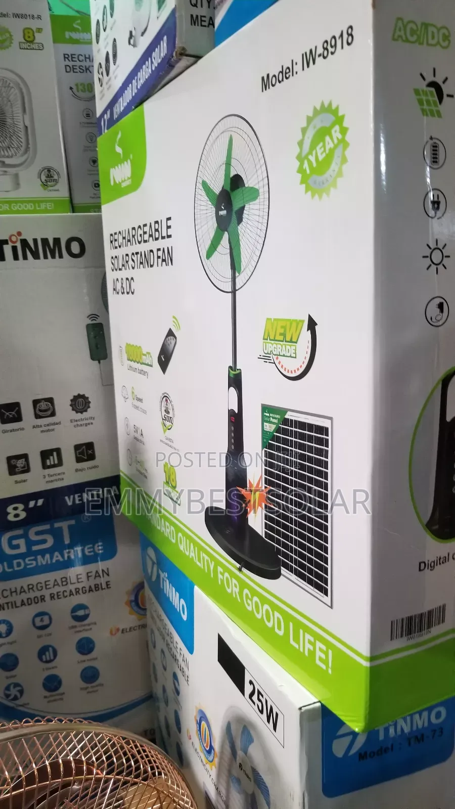 18 Inche Iwin Solar Rechargeable Fan With Insects Killer