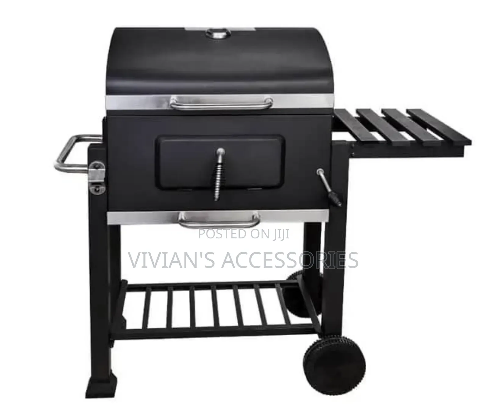 Heavy Duty Smookless BBQ Charcoal Grill Trolley With Side Table.