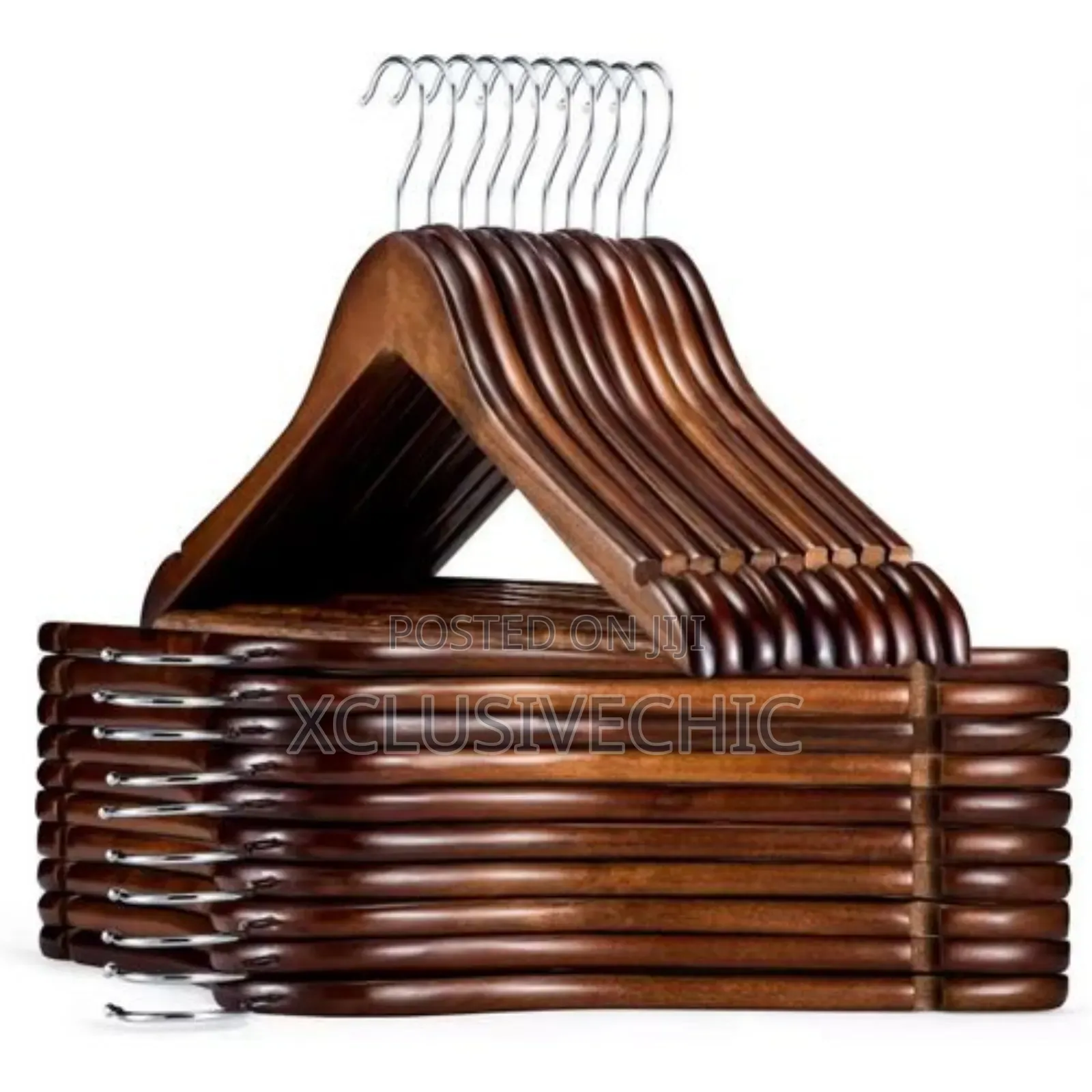Dark Brown Wooden Hanger (Pack of 10)