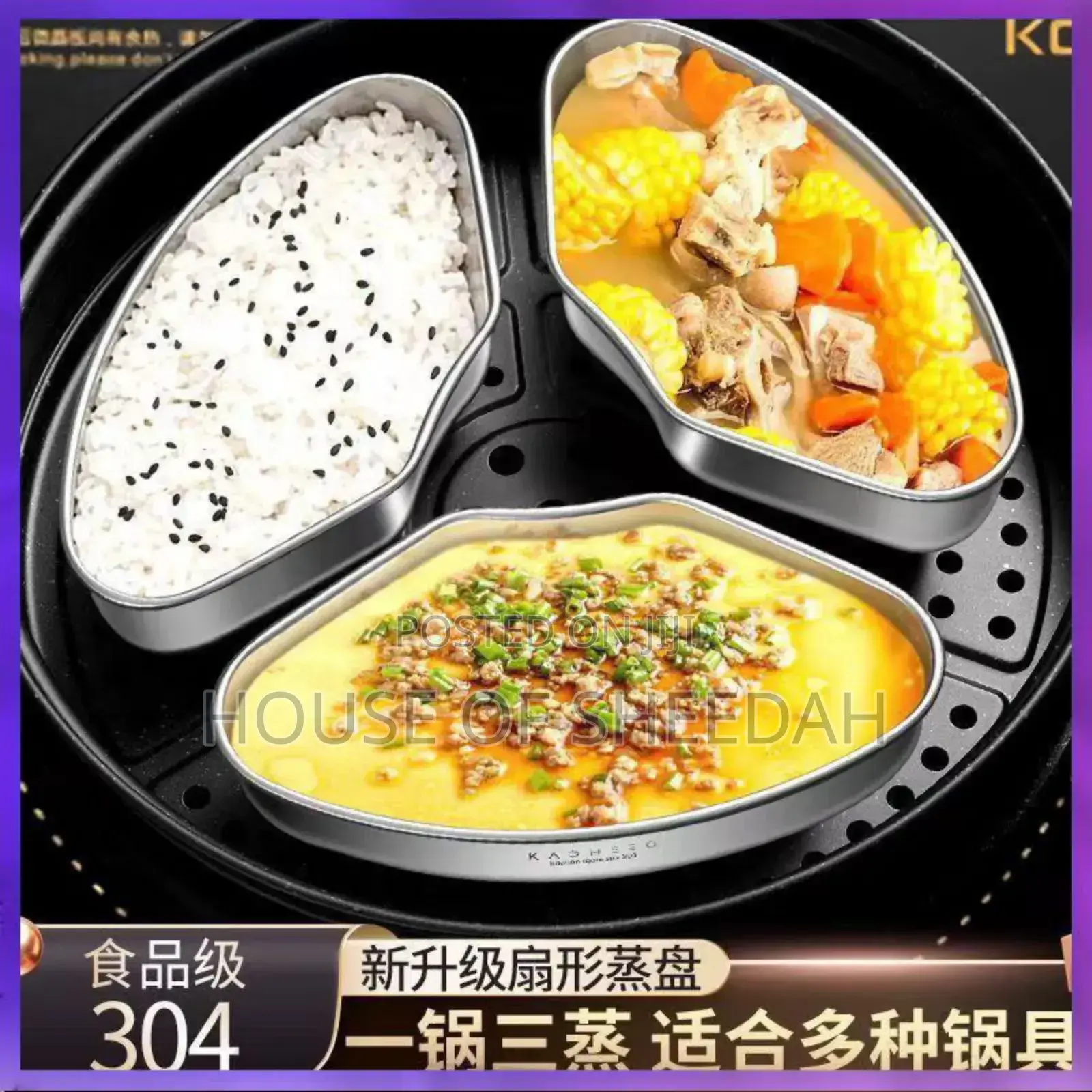 Food Grade 3pcs Steaming Boxes With Plastic Cover