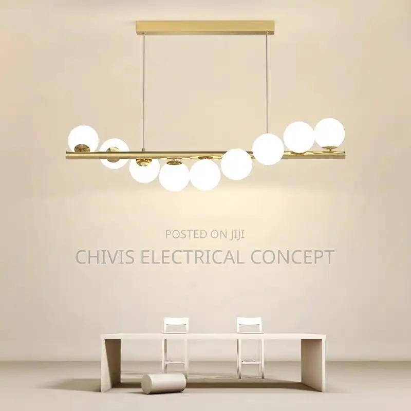 Modern Led Long Ceiling Chandelier Suspension Glass Balls Dining