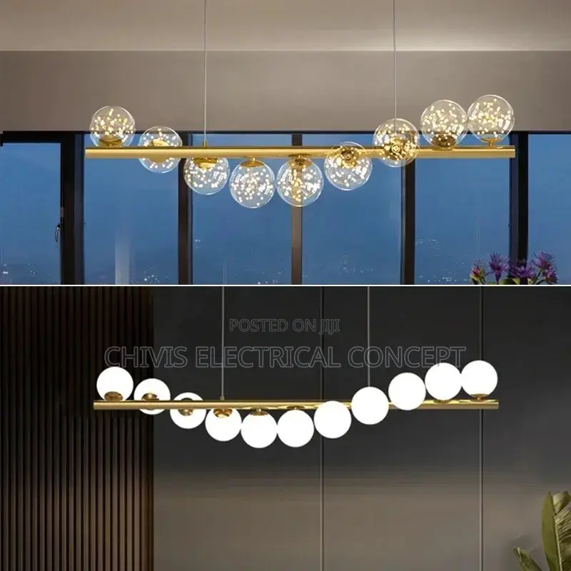 Modern Led Long Ceiling Chandelier Suspension Glass Balls Dining