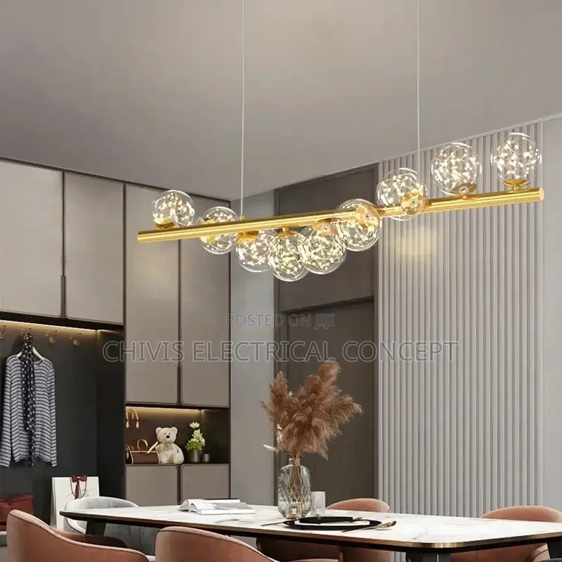 Modern Led Long Ceiling Chandelier Suspension Glass Balls Dining