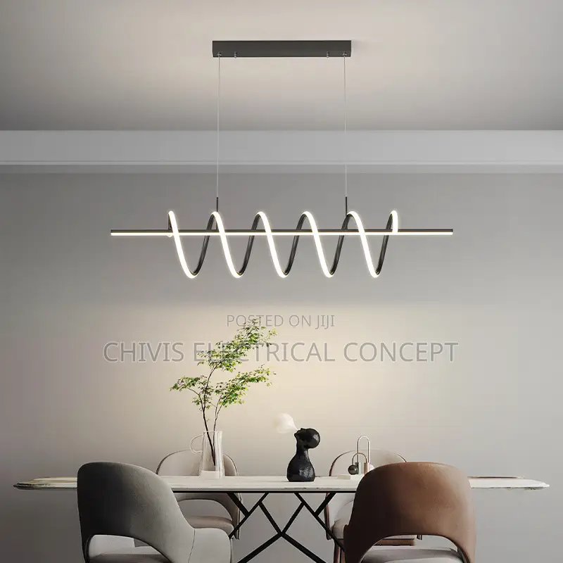 Modern Spiral Lines Led Pendant Lights Creative Dining Room Chandeli