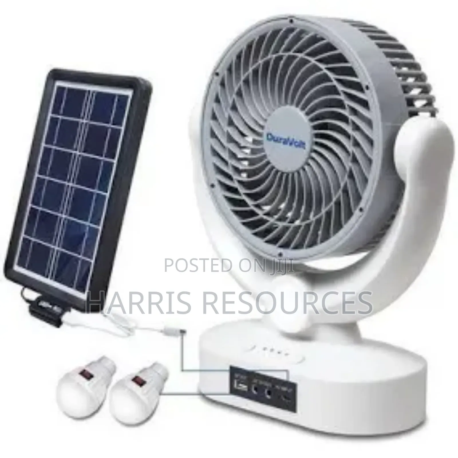 Duravolt Rechargeable 7" Fan With Bluetooth Music Player Solar Panel