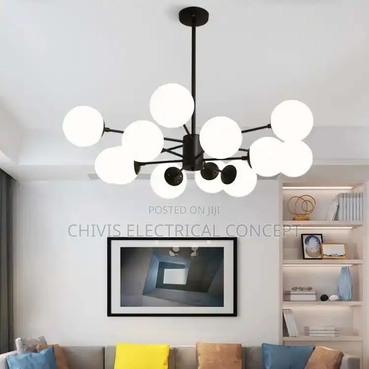 Modern Transparent Glossy Glass Living Room Pendant Light, Dining