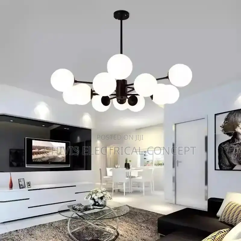 Modern Transparent Glossy Glass Living Room Pendant Light, Dining