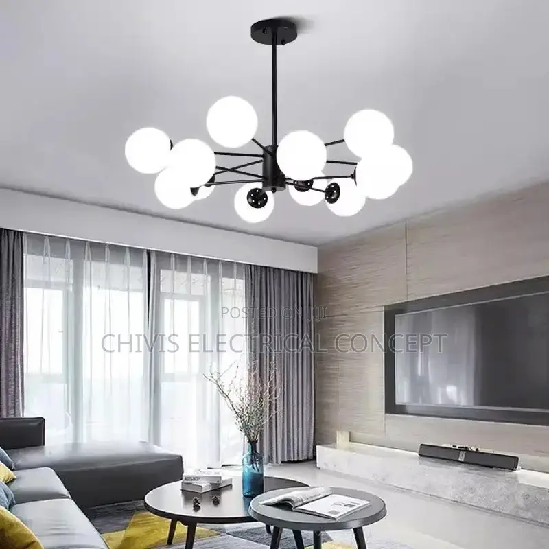 Modern Transparent Glossy Glass Living Room Pendant Light, Dining