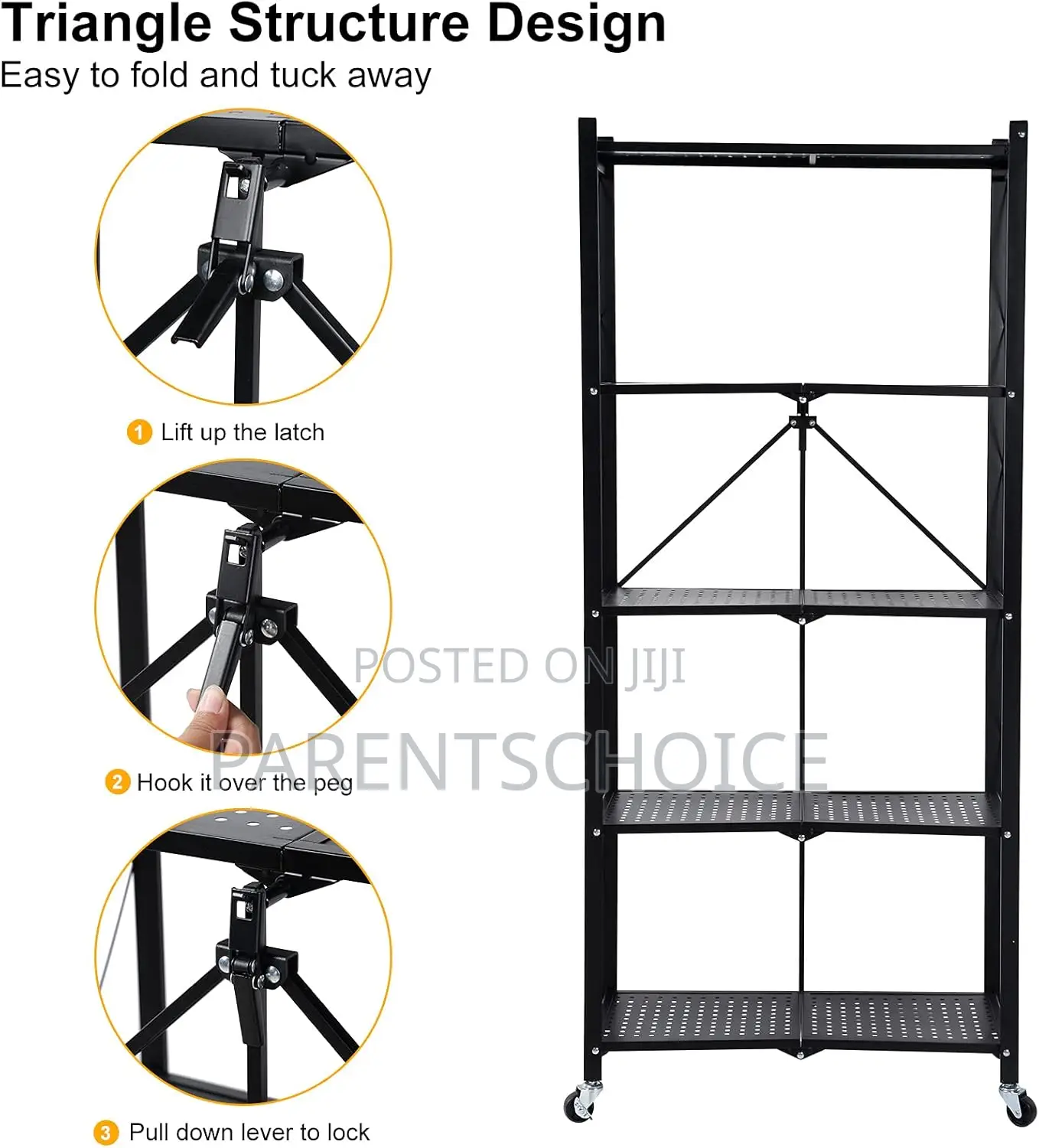 5 Layers Heavy Duty Foldable Metal Kitchen and Office Rack Storage