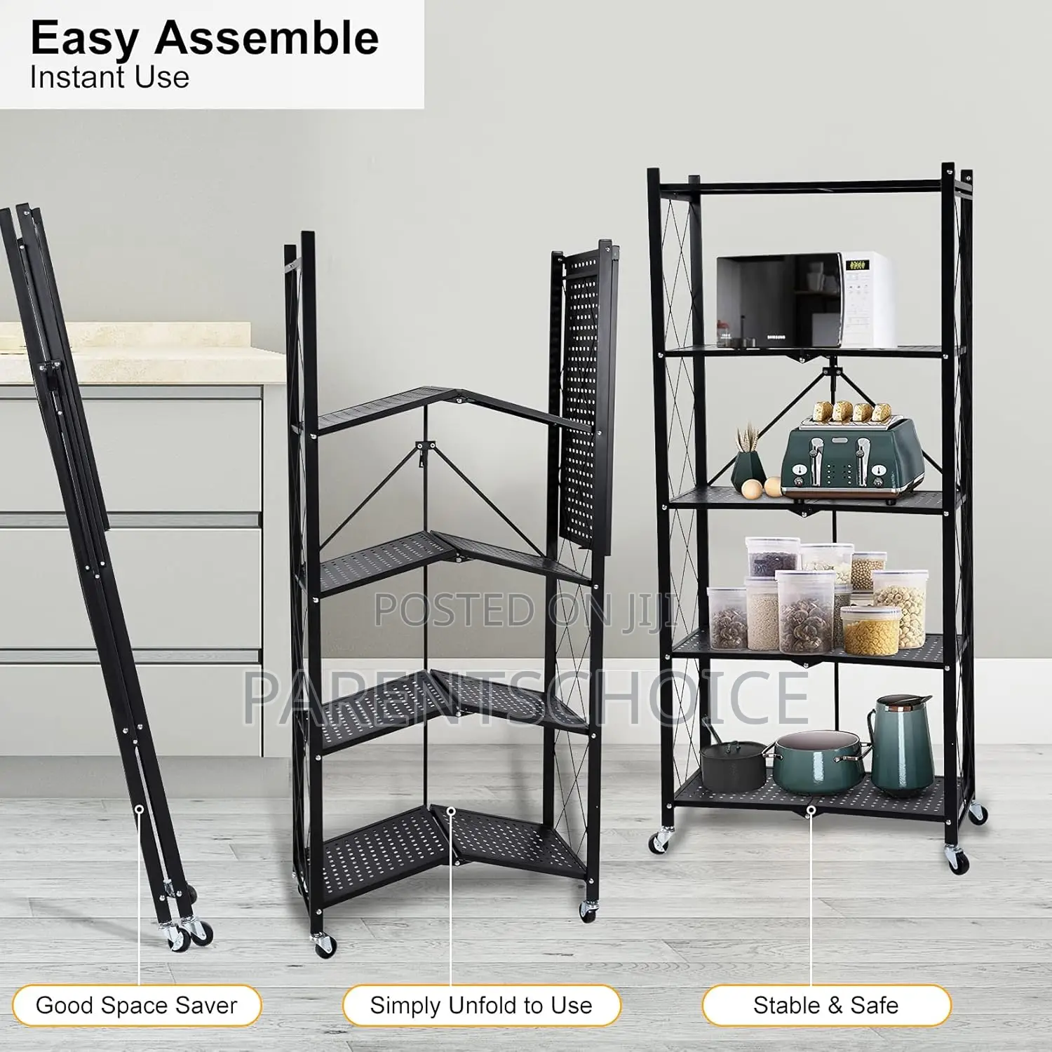 5 Layers Heavy Duty Foldable Metal Kitchen and Office Rack Storage