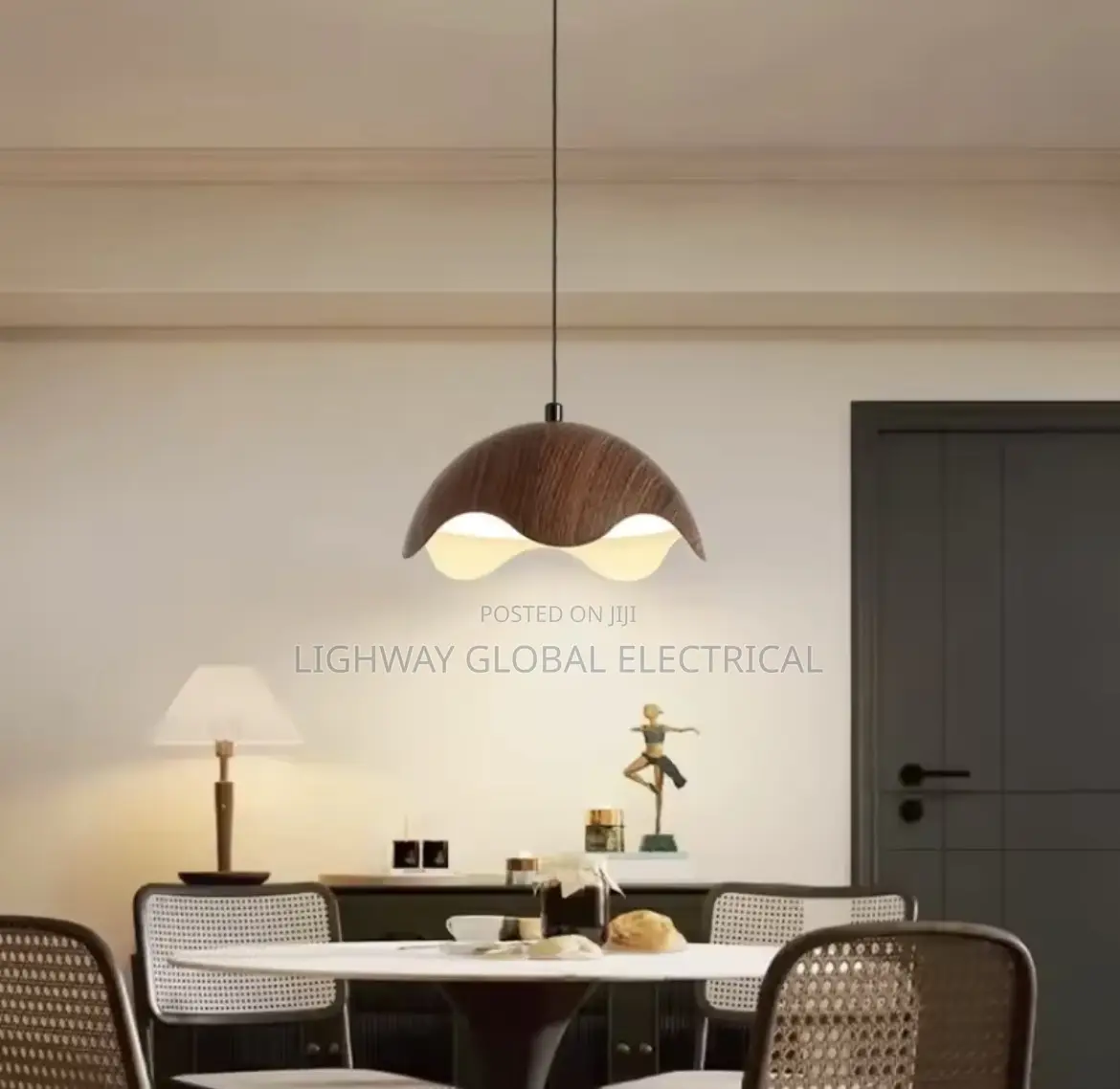 Vintage Walnut Wood Grain Pendant Light
