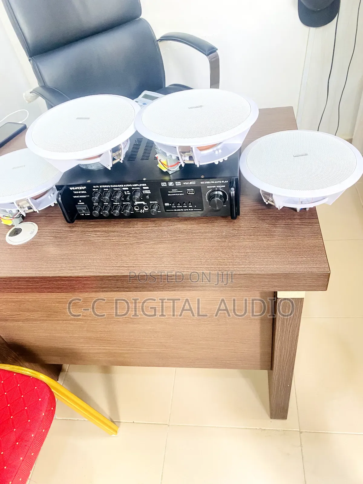 4 Ceiling Speakers and Amplifier Setup