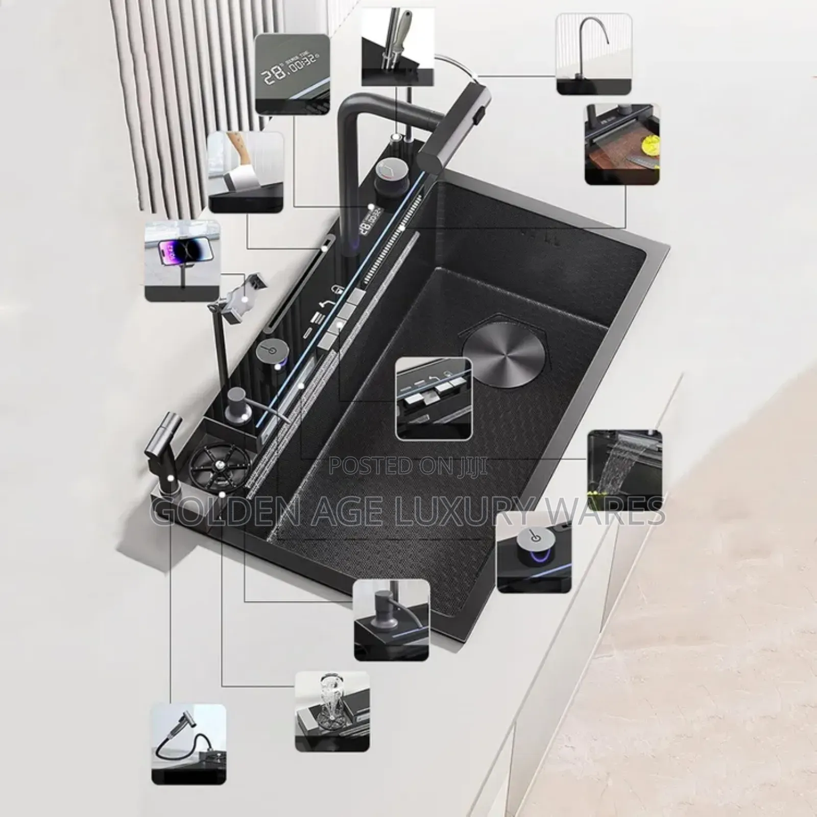 Luxury Kitchen Sink With Phone Stand, Shataff Etc