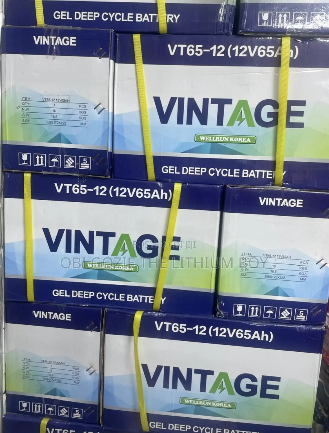 65ah 12v Vintage Solar Gel Battery. Best Vin Importer and Distributor