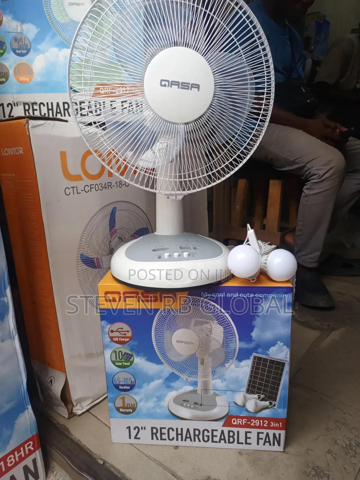 Qasa 12 Inches 3-in-1 Rechargeable Table Fan | QRF 2912