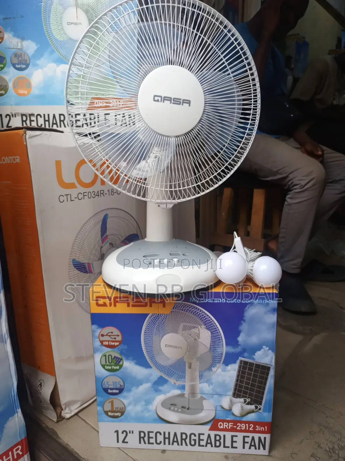Qasa 12 Inches 3-in-1 Rechargeable Table Fan | QRF 2912