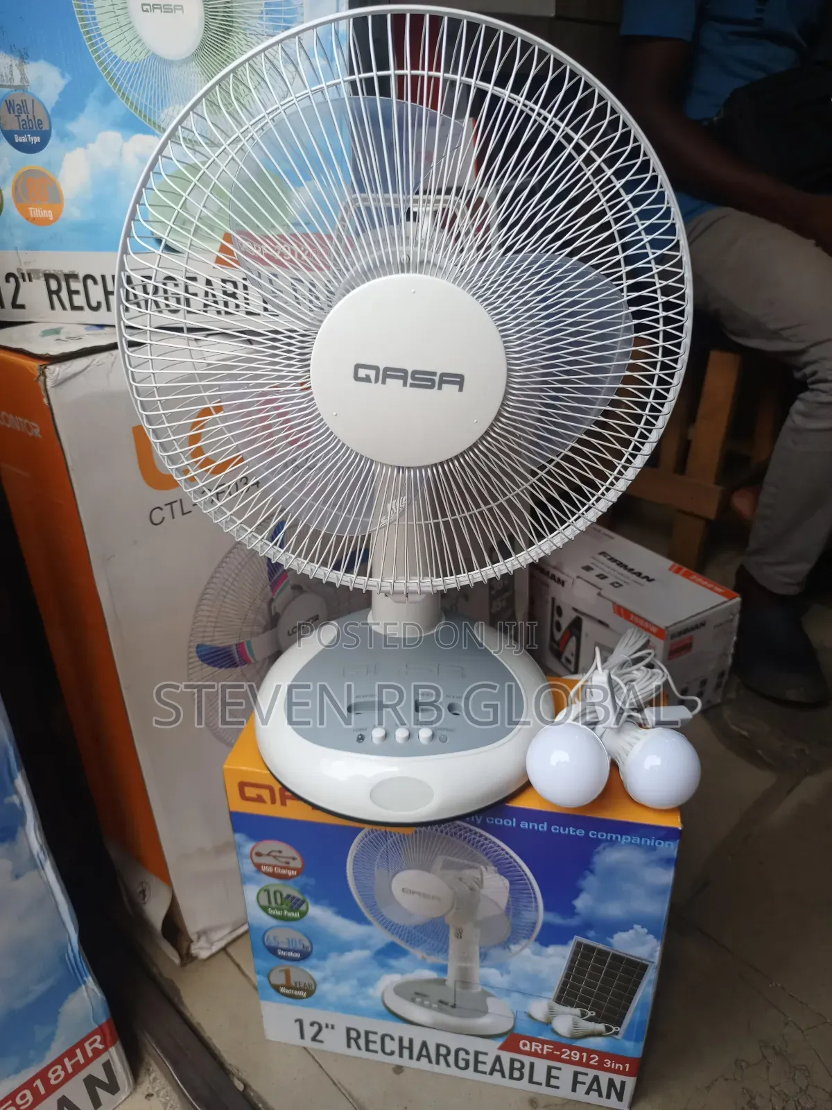 Qasa 12 Inches 3-in-1 Rechargeable Table Fan | QRF 2912
