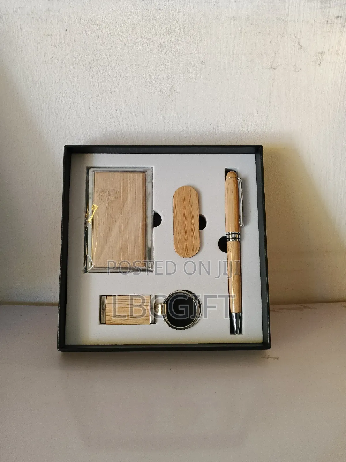 4 in 1 Wooden Set of Card Holder, Pen, Flash Drive ( Wholesales Only