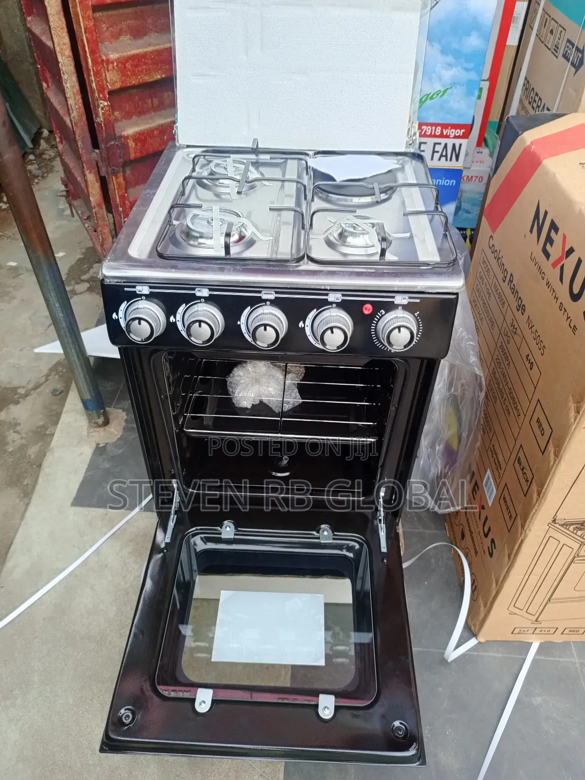 Nexus 50×50 (3+1) Standing Gas Cooker – Black | GCCR-Nx-5055b