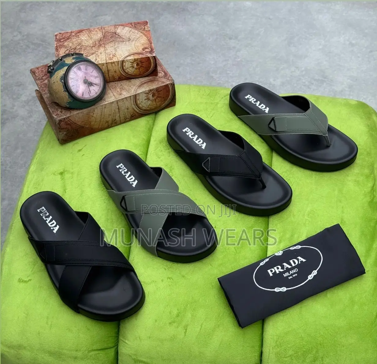 Prada Leather Slipers Cross Design 40-46