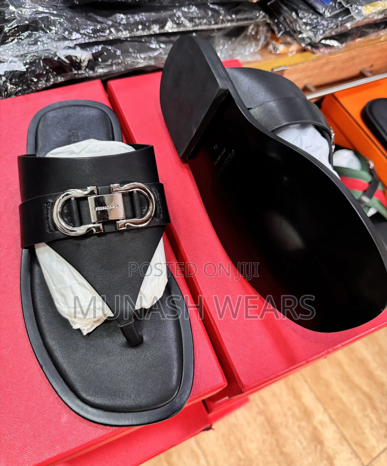 Salvatore Feragamo Leather Slipers For Men 40-46 Available