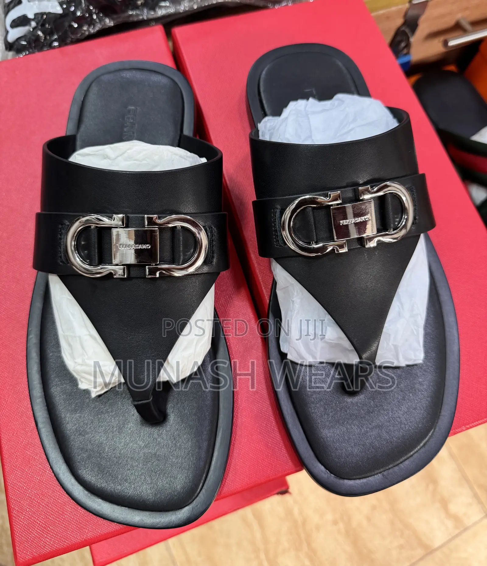 Salvatore Feragamo Leather Slipers For Men 40-46 Available