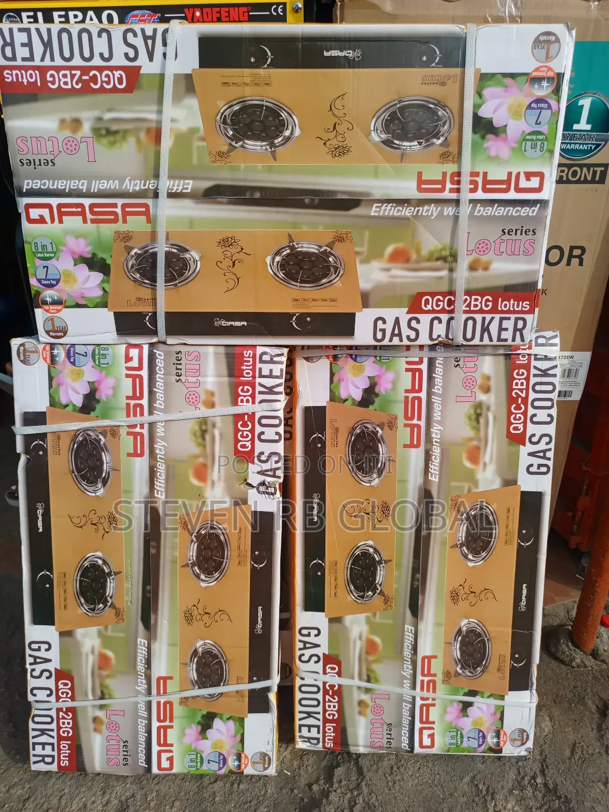 Qasa Two Burner Glass Table Top Gas Cooker | QGC-2bg Lotus