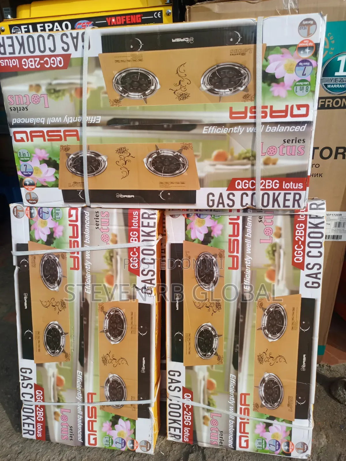 Qasa Two Burner Glass Table Top Gas Cooker | QGC-2bg Lotus