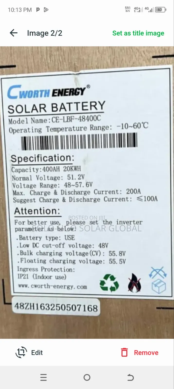 20khw 48v Cworth Lithium Ion Battery