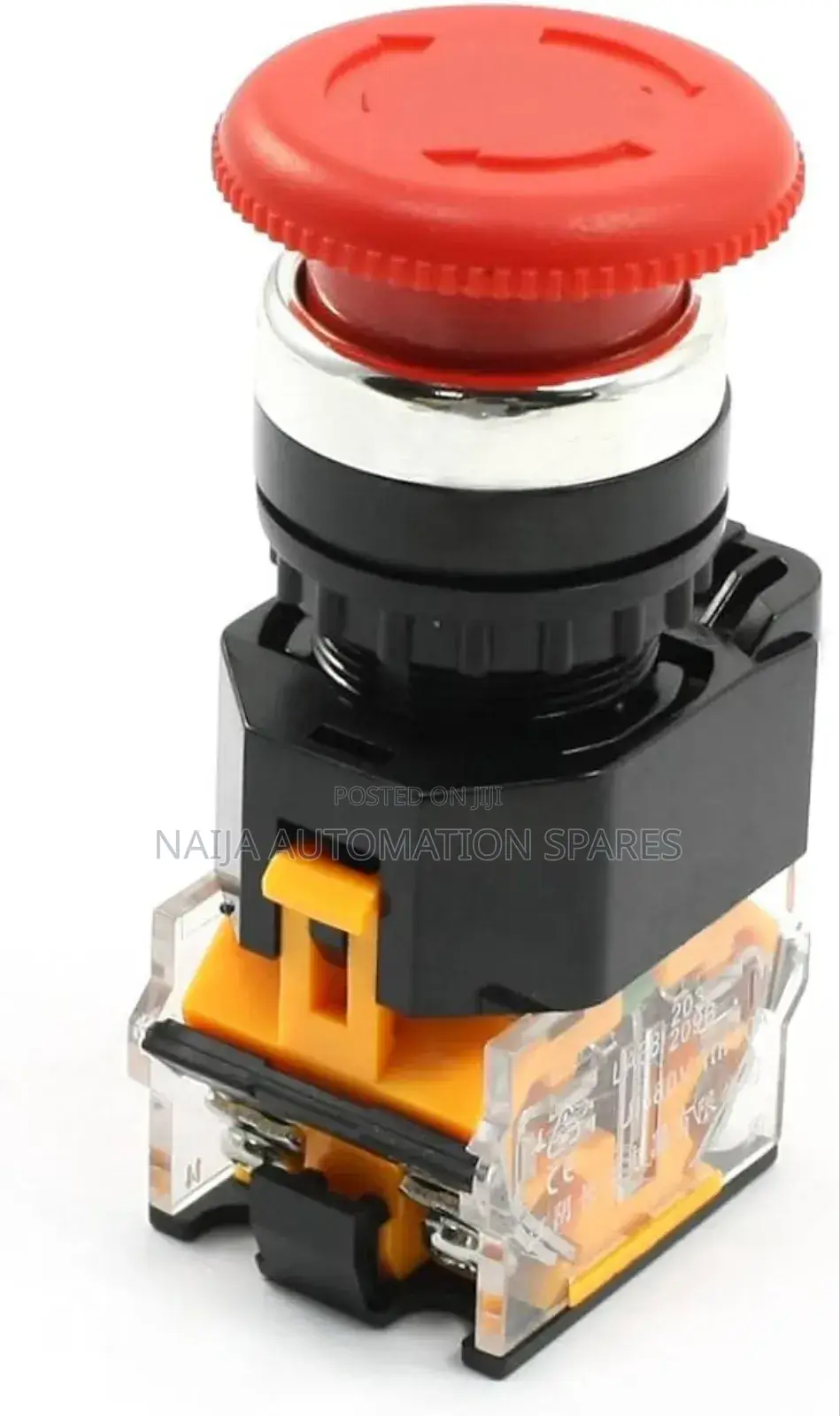 SPST Emergency Puch Button La 38, 22mm, 1nc, 1no Plastic