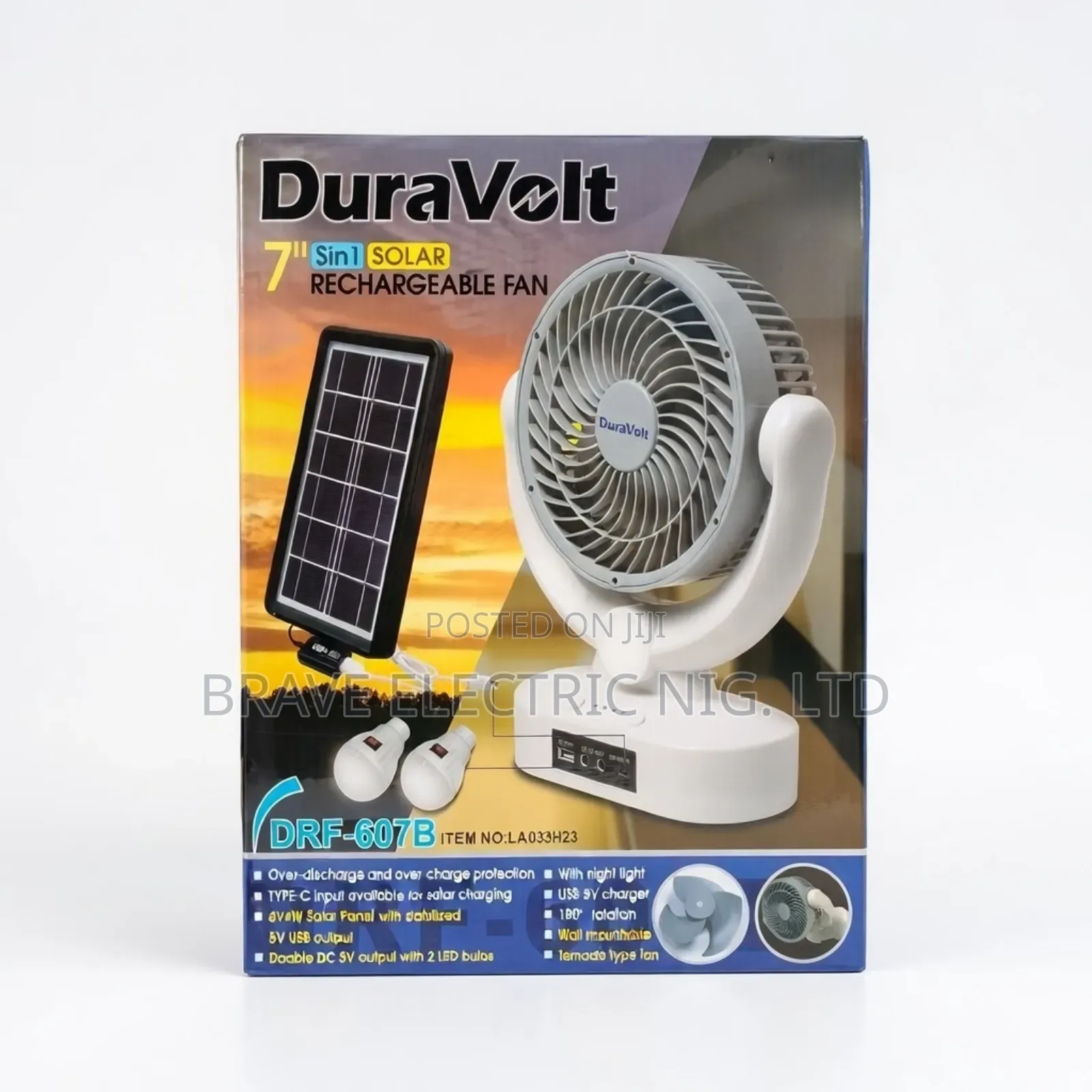 Duravolt Solar Rechargeable Fan