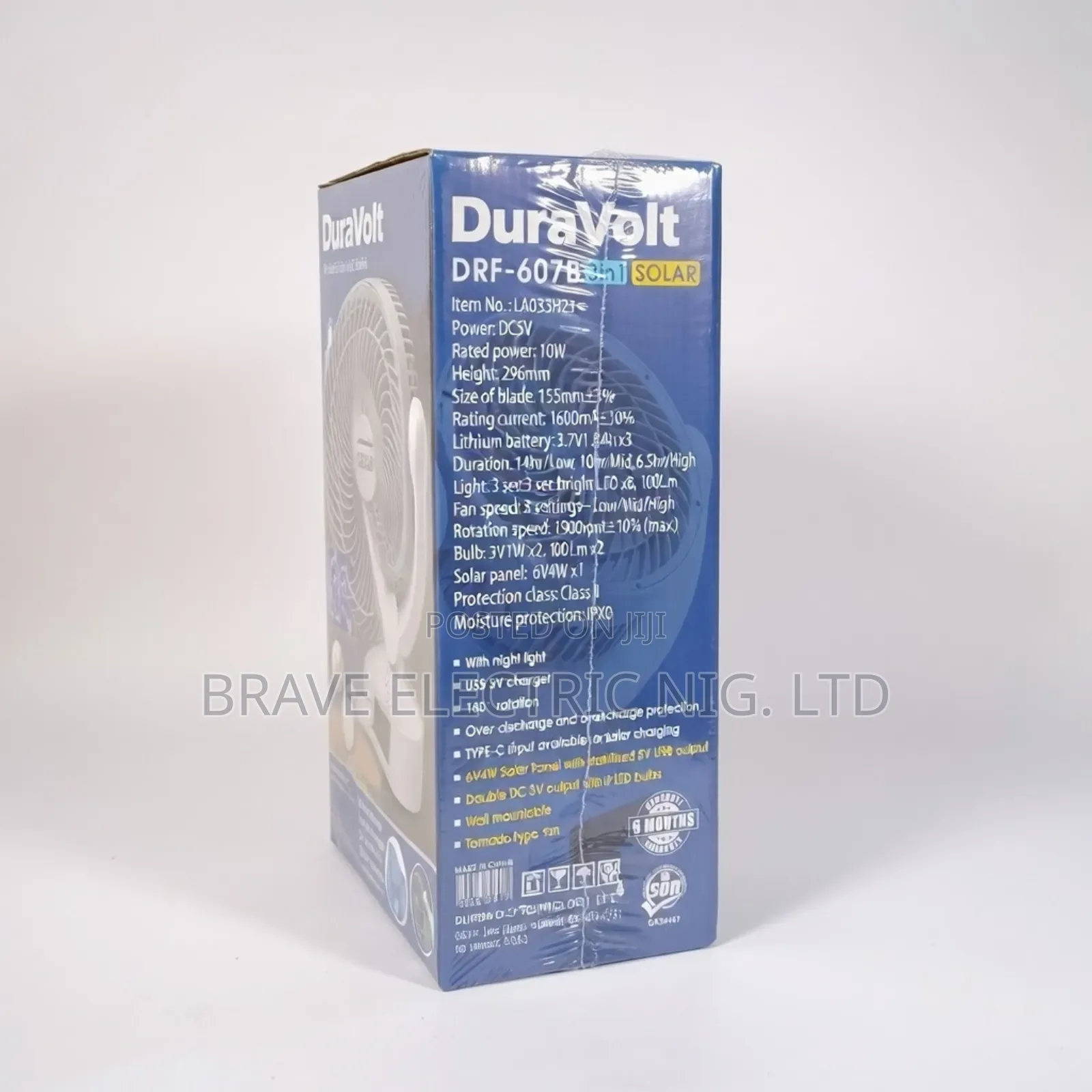 Duravolt Solar Rechargeable Fan