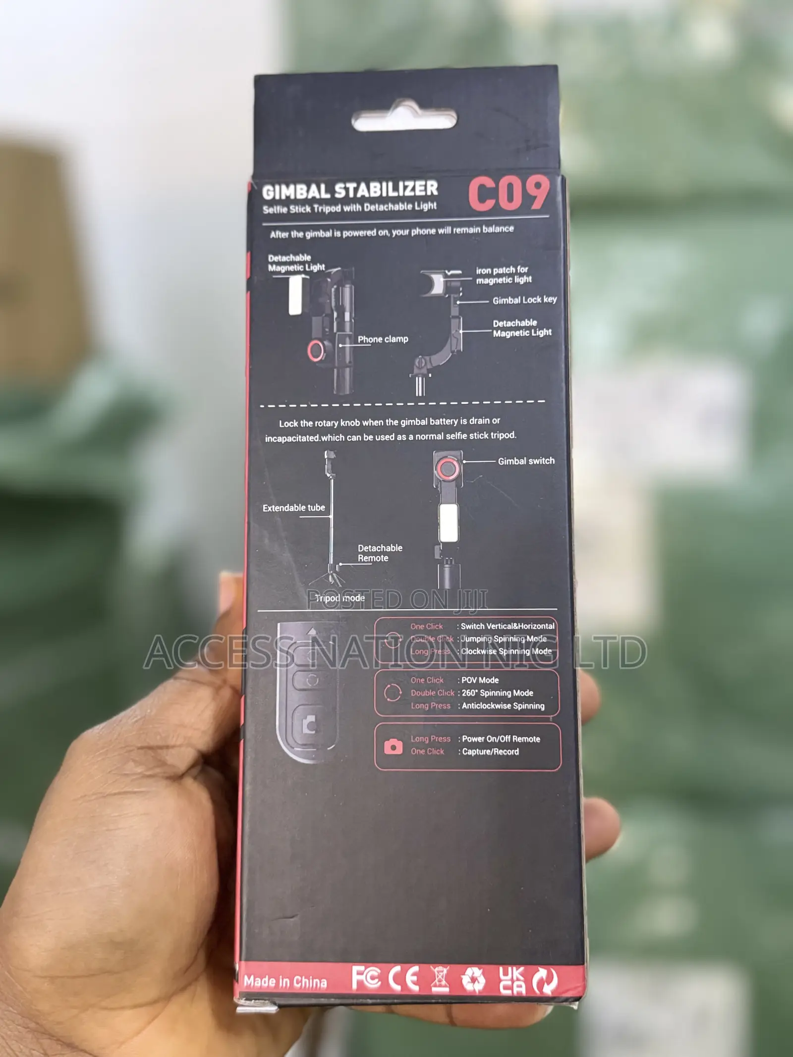 C09 Gimbal Stabilizer Selfie Stick Tripod With Detachable Light