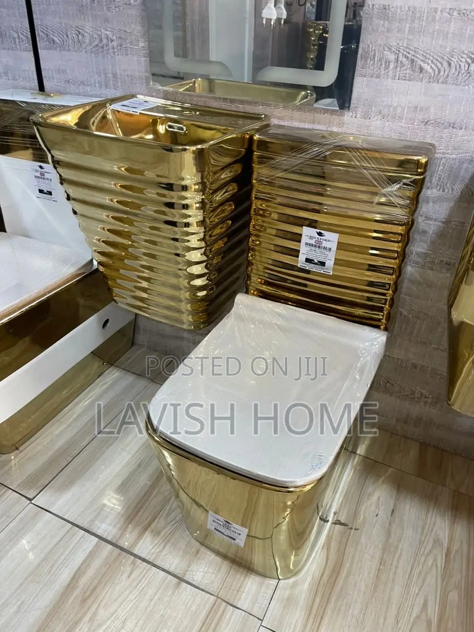 Brand New Gold Back to Wall Soft Close Water Closet With Hanging Basin