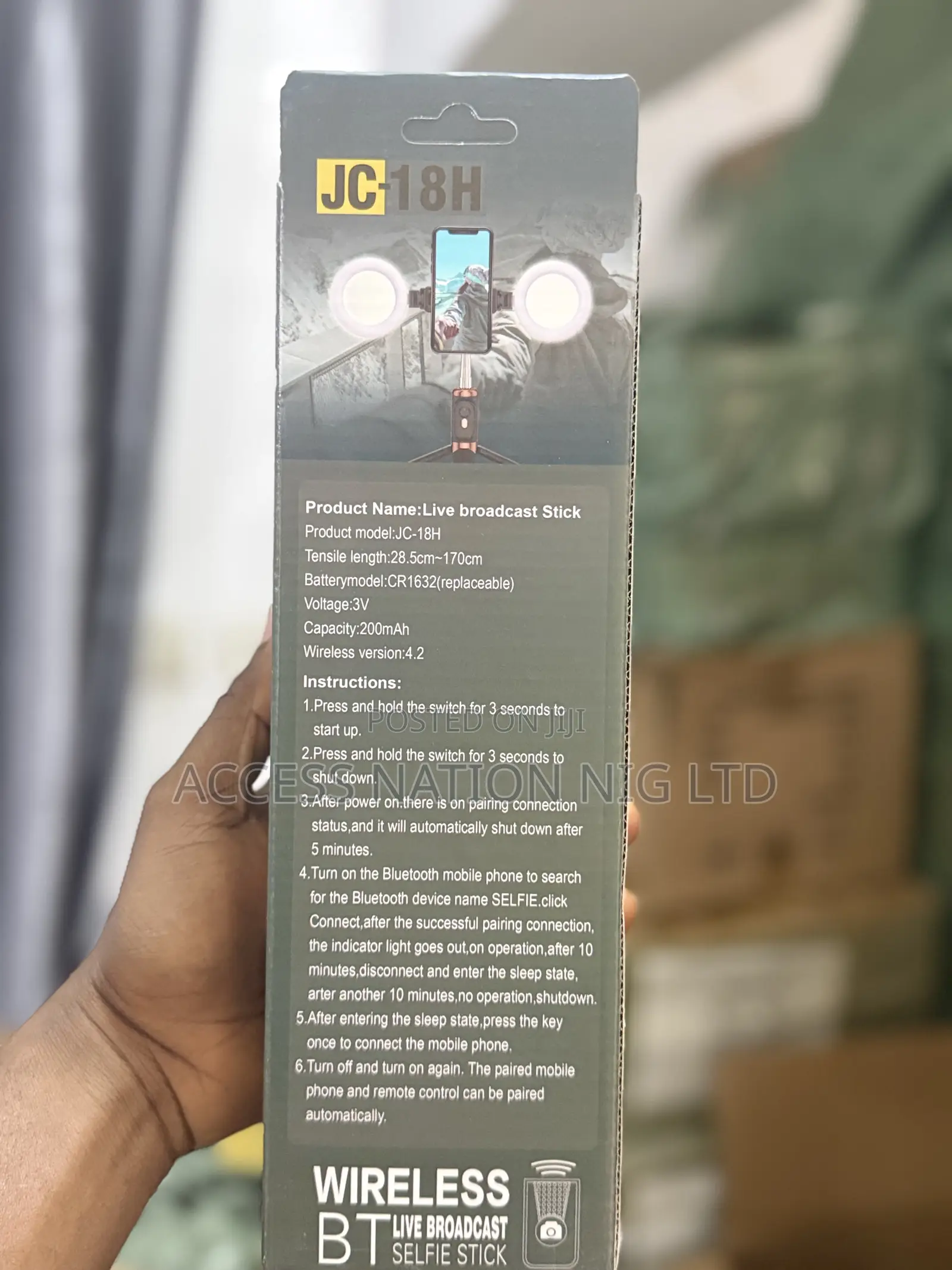 Jc-18h Wireless Selfie Stick With Double Light