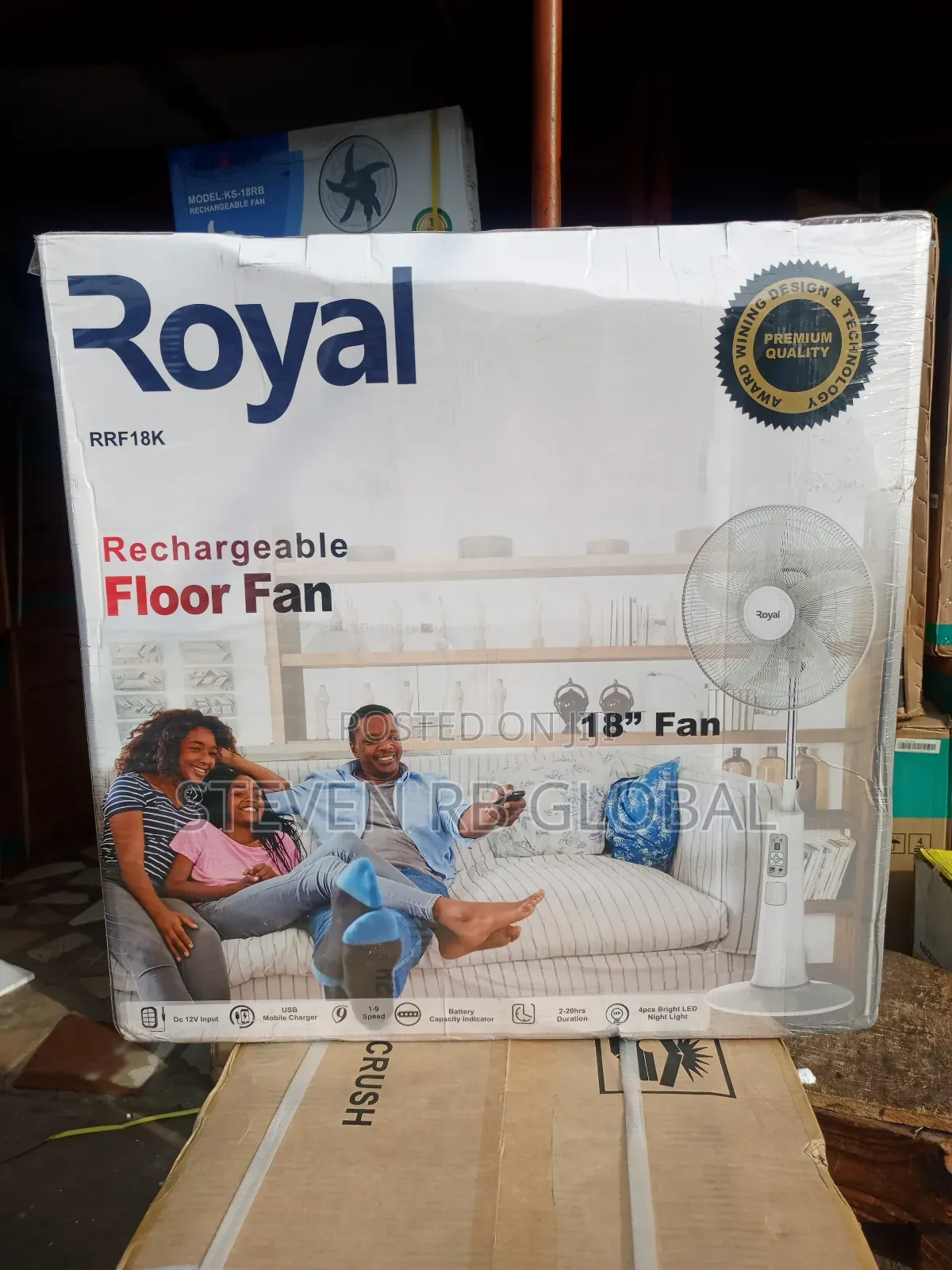 Royal 18-Inch Rechargeable Standing Fan With Remote | Rrf18k