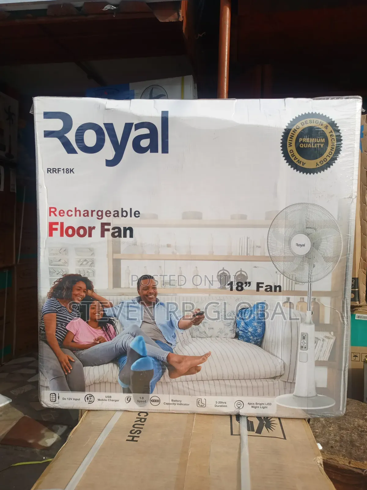Royal 18-Inch Rechargeable Standing Fan With Remote | Rrf18k