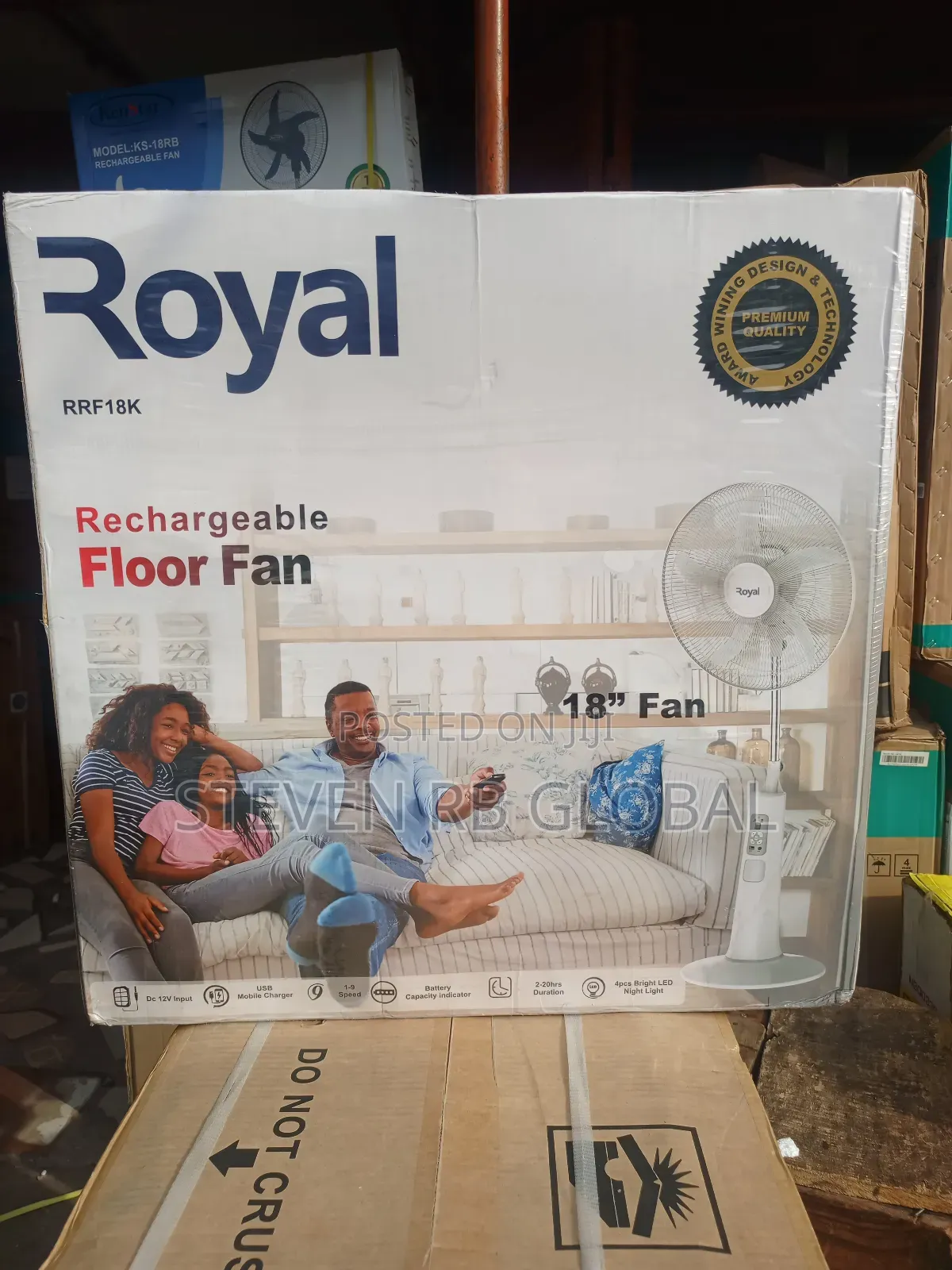 Royal 18-Inch Rechargeable Standing Fan With Remote | Rrf18k